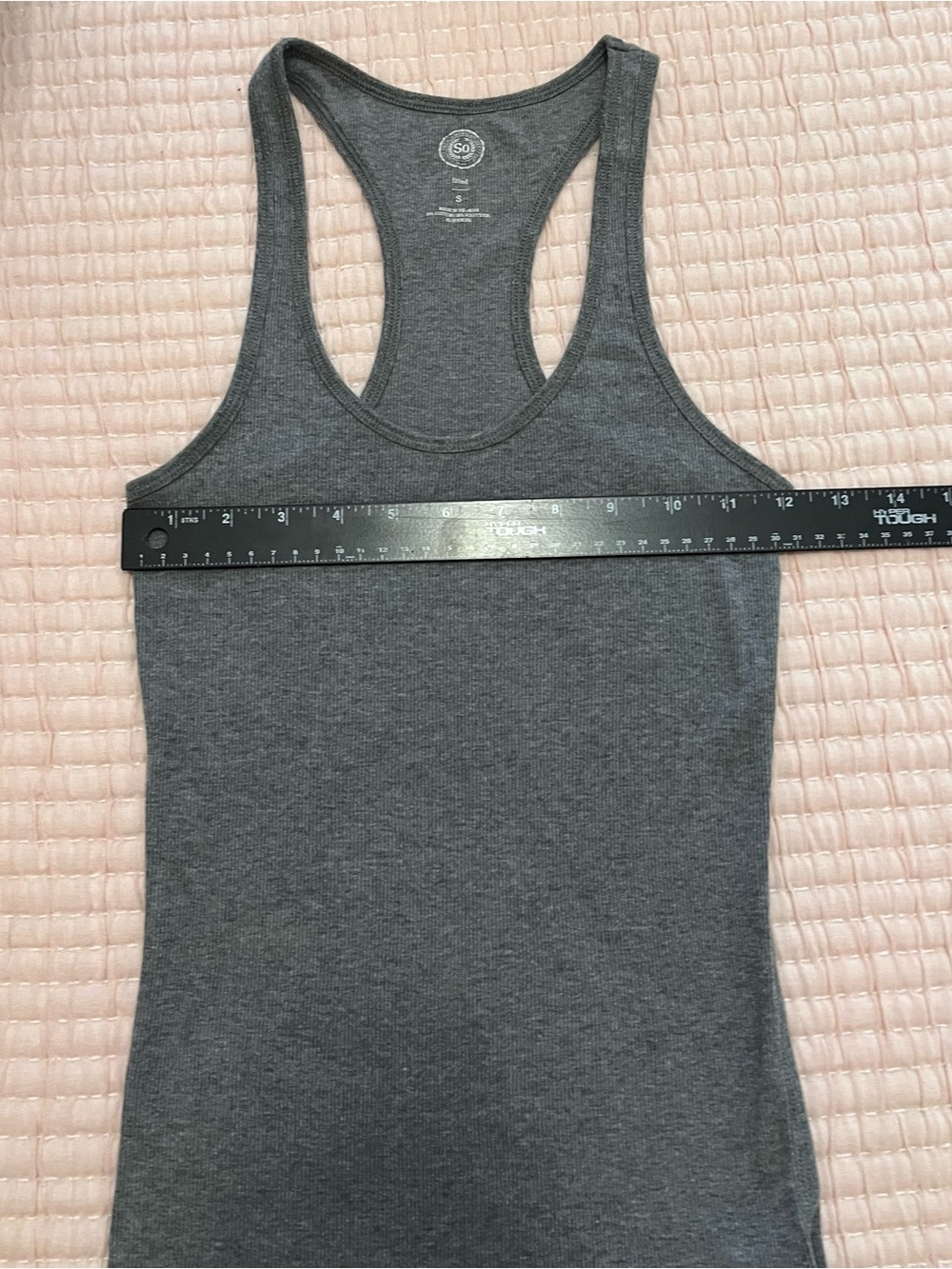 SO Fitted Tank Top Ribbed Racerback Gray Grey Size Small - Picture 5 of 6